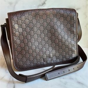 Gucci Flap Messenger Bag Guccissima Leather Medium